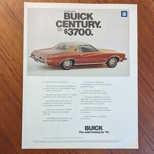 Vintage Print Ad 1972 Buick Century